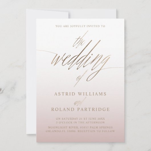 Invitation Le Mariage De La Calligraphie Or De Faux (Devant)