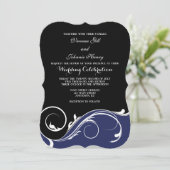 Invitation Le mariage de la ceinture noire bleu marine invite (Debout devant)