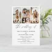 Invitation Le Mariage de la Photo QR code Minimalist Elegant (Debout devant)