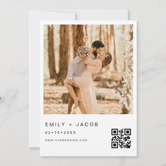 Invitation Le Mariage de la Photo QR code Minimalist Elegant (Dos)