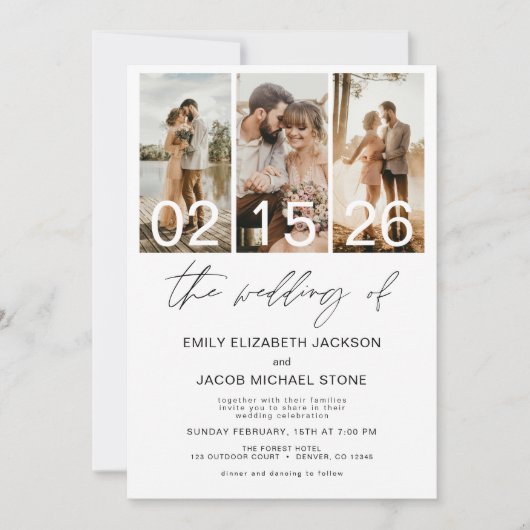 Invitation Le Mariage de la Photo QR code Minimalist Elegant (Devant)