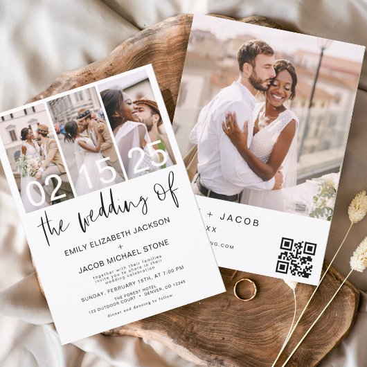 Invitation Le Mariage de la Photo QR code Minimalist Elegant