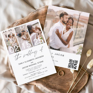 Invitation Le Mariage de la Photo QR code Minimalist Elegant