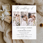 Invitation Le Mariage de la photo Simple Minimaliste Blanc<br><div class="desc">Le Mariage de Modern Elegant Four (4) Collage de photos et Faire-part de mariage minimaliste à grande date. Les cartes de Faire-part de mariage contiennent une typographie moderne qui sont élégantes,  simples et modernes à utiliser après que vous minimaliste simple célébration de mariage.</div>