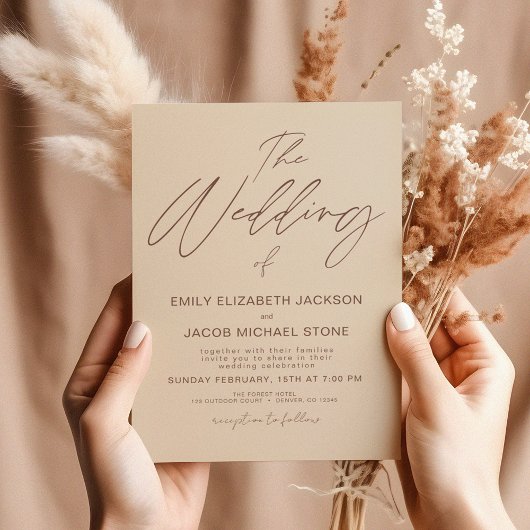 Invitation Le Mariage de la typographie moderne de Terracotta