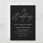 Invitation Le Mariage de la typographie moderne noire-blanche (Devant)