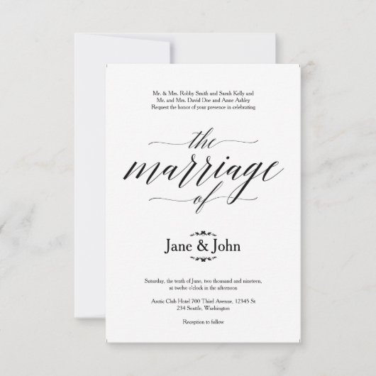 Invitation Le mariage de l'Faire-part de mariage de base (Devant)