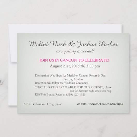 Invitation Le mariage de l'île Fuchsia à la plage rose chaud (Dos)