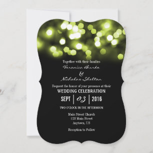 Invitation Le mariage de Lime Black Bokeh sur la Parties scin