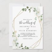 Invitation Le Mariage de l'or Confetti Eucalyptus Foliage (Devant)