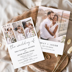 Invitation Le Mariage de Photo Collage Mariage blanc