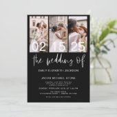 Invitation Le Mariage de Photo QR code noir blanc (Debout devant)