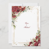 Invitation Le Mariage de Rose rouge de la mariée rousse (Dos)