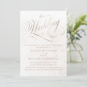 Invitation Le Mariage de Texture Or et Beige (Debout devant)