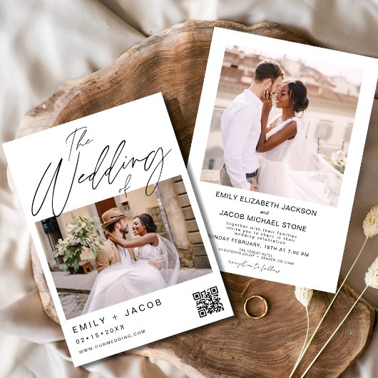 Invitation Le Mariage de Two Photo QR code