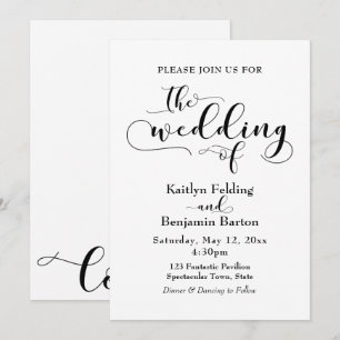 Invitation "Le Mariage De" Typographie Noire, Simple, Élégant