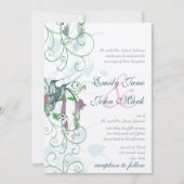Invitation Le mariage des colibris rose bleu et vert invite (Devant)
