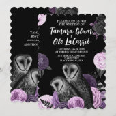 Invitation Le mariage des hiboux gothiques (Devant / Derrière)