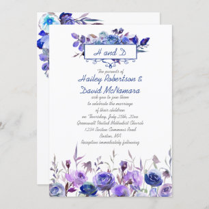 Invitation Le mariage des Roses de la Navy Blue Purple Lavend