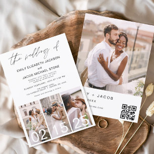 Invitation Le Mariage du code QR minimaliste Simple