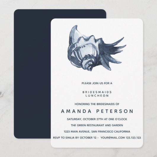 Invitation Le Mariage du déjeuner des serveuses du Blue Seash (Devant / Derrière)