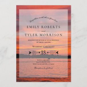 Invitation Le mariage du lac Rustic Sunset Lakeside Invite ©