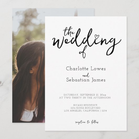 Invitation Le Mariage du minimaliste (Devant / Derrière)