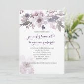 Invitation Le mariage en fleurs rose et gris invite au mariag (Debout devant)