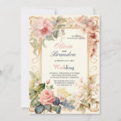 INVITATION LE MARIAGE FLEURS LE PLUS MODERNE ET ÉLÉGANT (Devant)