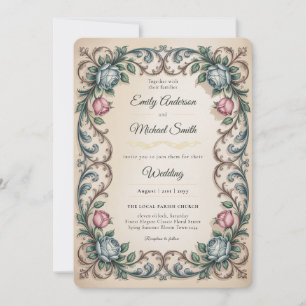 Invitation Le Mariage Floral Romantique et Discret d'Anne Ell