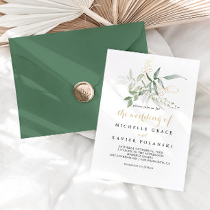 Invitation Le Mariage Gold Green Foliage de