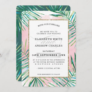 Invitation LE MARIAGE INVITER les feuilles chics de palmiers