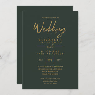 Invitation Le mariage moderne Green Gold Premium invite