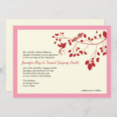 Invitation Le Mariage Rose Et Rouge Invite Les Inséparables (Devant / Derrière)