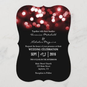 Invitation Le mariage rouge noir de la Parties scintillant du