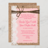 Invitation Le mariage rustique de la dentelle de Burlap en Ru (Devant / Derrière)