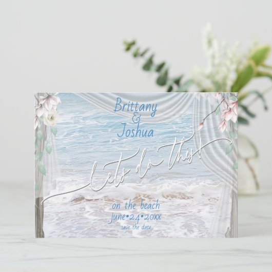 Invitation Le Mariage tropical fait cette plage Enregistrer l (Debout devant)