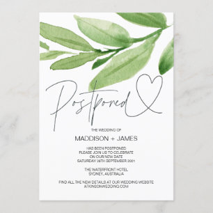 Invitation Le Mariage tropical vert reporte le changement de