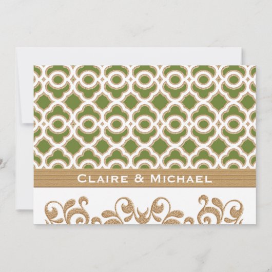 Invitation Le Marocain olive d'or vert couple le wedding (Dos)
