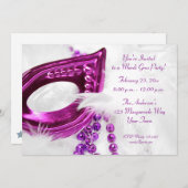 Invitation Le masque pourpre perle l'invitation de mardi gras (Devant / Derrière)