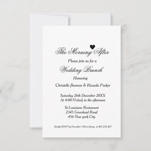 Invitation Le matin après le brunch mariage d'adieu (Devant)