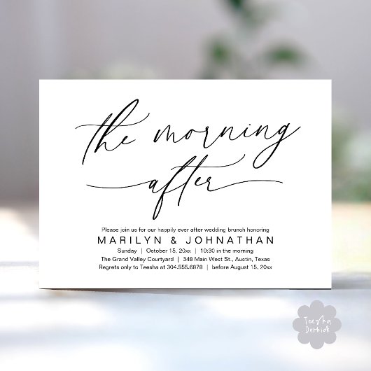 Invitation Le matin après le Brunch Moderne Mariage Elopement