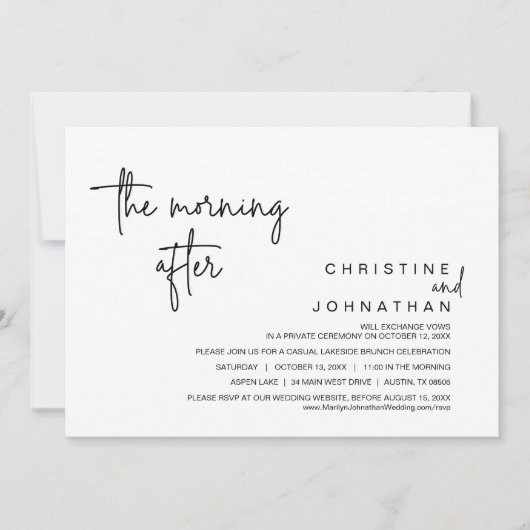 Invitation Le matin d'après, Mariage Elopement Brunch (Devant)