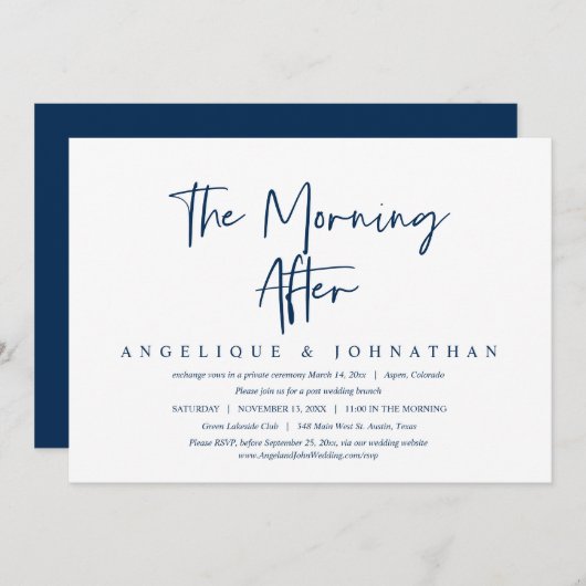 Invitation Le matin d'après, Mariage Elopement Brunch (Devant / Derrière)