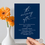 Invitation Le matin suivant, Romantic Post Mariage Brunch<br><div class="desc">Marquez le début de votre éternité avec élégance en utilisant notre romantique classe marine bleu thème mariage elopement heureux jamais après la carte d'invitation de fête de brunch, "Le matin après". Parfait pour les couples qui souhaitent profiter de leur joyeux événement, cette invitation exhale le raffinement avec un soupçon de...</div>