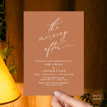 Invitation Le matin suivant, Romantic Post Mariage Brunch<br><div class="desc">Marquez le début de votre éternité avec élégance en utilisant notre romantique décor rustique en cuivre marron terreux thème mariage elopement heureux toujours après la fête de brunch carte d'invitation, "Le matin après". Parfait pour les couples qui souhaitent profiter de leur joyeux événement, cette invitation exhale le raffinement avec un...</div>