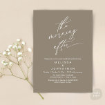 Invitation Le matin suivant, Romantic Post Mariage Brunch<br><div class="desc">Marquez le début de votre éternité avec élégance en utilisant notre romantique charme contemporain rustique taupe brun terthy thème mariage elopement heureux toujours après la carte d'invitation de fête de brunch, "Le matin après". Parfait pour les couples qui souhaitent profiter de leur joyeux événement, cette invitation exhale le raffinement avec...</div>