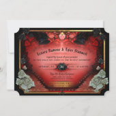 Invitation Le méchant Halloween Rouge Noir & Or Mariage (Dos)