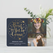 Invitation Le meilleur est encore à venir Graduation Photo (Debout devant)