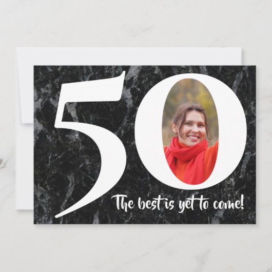 Invitation Le meilleur est encore à venir Marble 50e fête d'a (Devant)